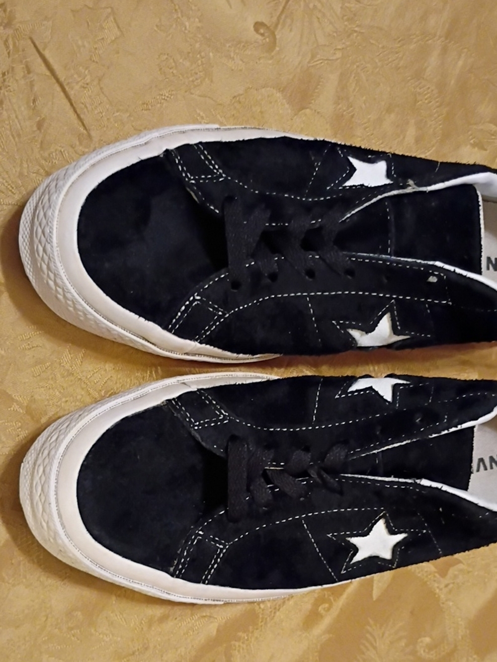 CONVERSE Black Suede Sneakers with White Star Accent Men's 10.0 Women's 12.0 - Picture 5 of 12